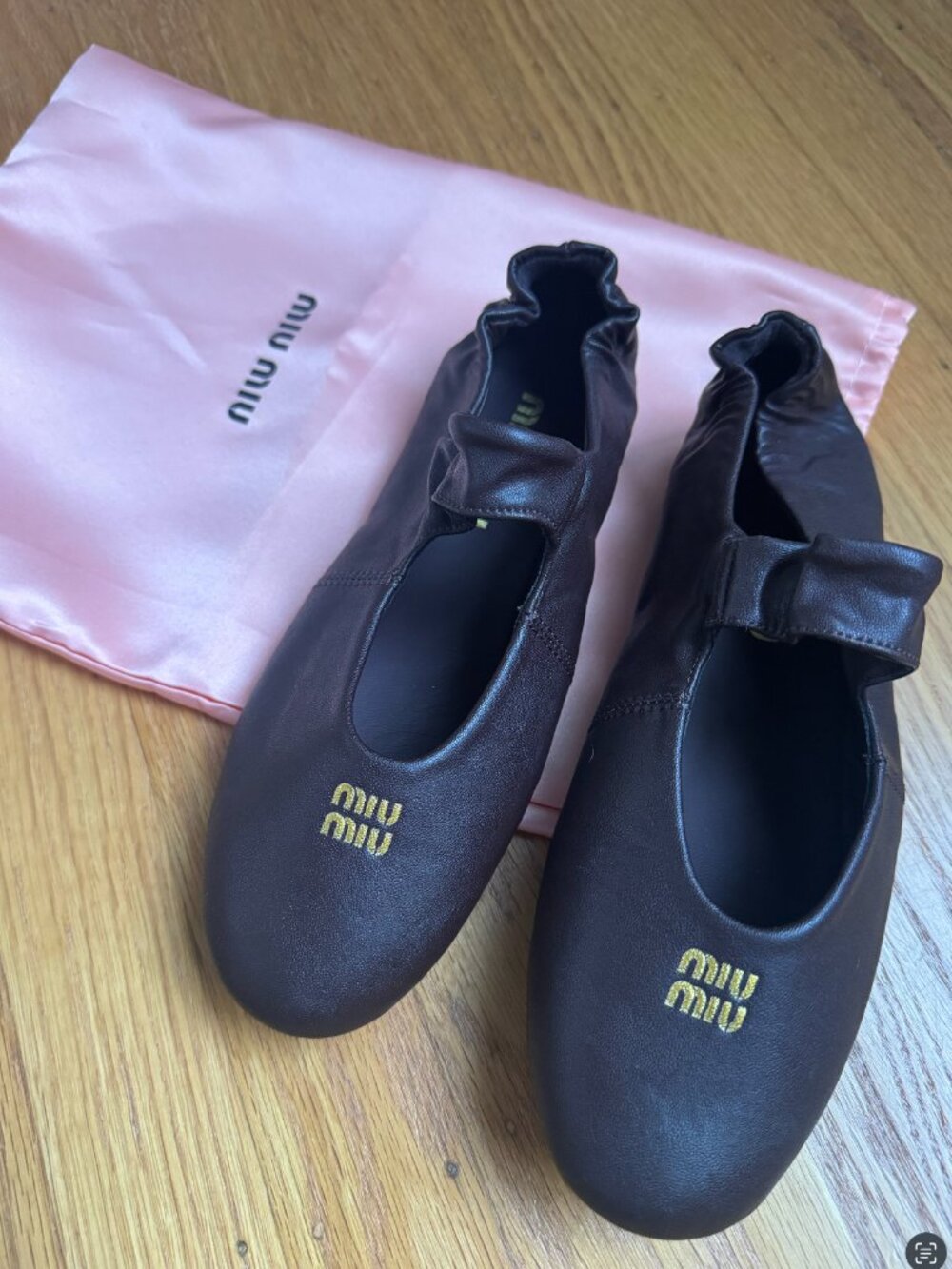 Miu Miu Leather Ballet Flats EU 37 Brown